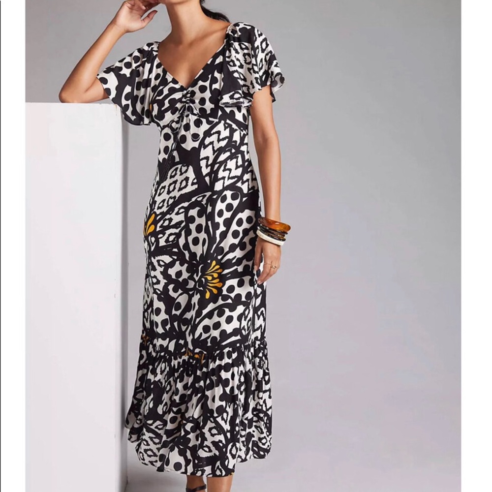 Flutter sleeve maxi dress by Anthropology! Excellent condition!